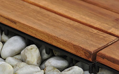 SAM® Terrassenfliese 01 aus Akazien-Holz, Einzelfliese, FSC® 100% zertifiziert, Garten-Fliese, Bodenbelag mit Drainage Unterkonstruktion, Klick-Fliesen für Garten, Terrasse, Balkon - 4