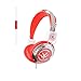 Price comparison product image Urbanz ZIP Kids Childrens Lightweight DJ Style Headphones (Red - Mic with straight cable)