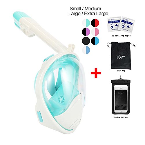 Máscara de buceo con tuba para cara completa con vista de ángulo de 180 grados para adulto y niño con soporte especial para GoPro por Vaporcombo, NewGreen
