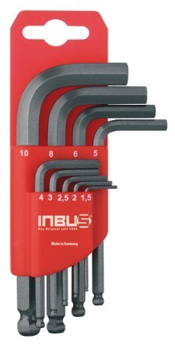 INBUS® 70235 Inbusschlüssel Set Kurz mit Kugelkopf Metrisch 9tlg. 1,5-10mm | Made in Germany | Innensechskant-Schlüssel | Winkel-Schlüssel | 1,5mm | 2mm | 2,5mm | 3mm | 4mm | 5mm | 6mm | 8mm | 10mm | Kurze Ausführung