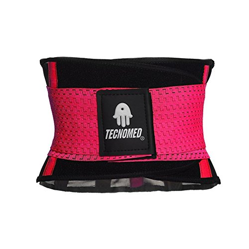 Tecnomed Cinturón Abdomen/Faja Reductora Lumbar Deportiva Fitness y Protector de Columna, para rehabilitación del Dolor, Unisex, Color Fucsia (S)
