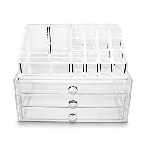 VENKON – Sortierkasten Organizer Aufbewahrungssystem mit 16 Fächern & 3 Schubladen – Kratzfester Transparenter Acryl – ca. 24 x 16 x 19 cm - 9