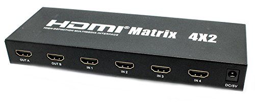 4×2 HDMI Matrix Yatek YK-0402 Switch unterstützt bis zu 1080p und 3D - 3