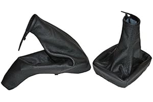 Schaltmanschette mit Handbremsmanschette Schwarz passend für Opel Astra F Echt Leder myshopx SH17