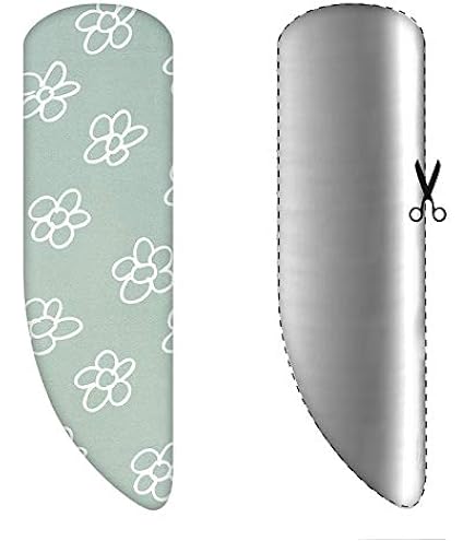 Housse De Table à Repasser Asymétrique Avec Support Molletonné - Fleurs Grises, Taille A-XXL, 100% Coton