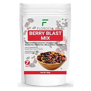 Mix Berries - Cranberries, Blueberries, Strawberries, Black Currants, Gojiberries - Certified Healthy Immunity Booster Snack for Kids and Adults | 20 + Varities of Assorted Dry Fruit Mix with Berries - 200g - Florocia