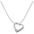 Heather Needham Sterling Silver Floating Heart Necklace on 16"/41cm silver chain - HEART SIZE: 10mm SOLID SILVER - NOT PLATED. Gift Boxed 8029/16