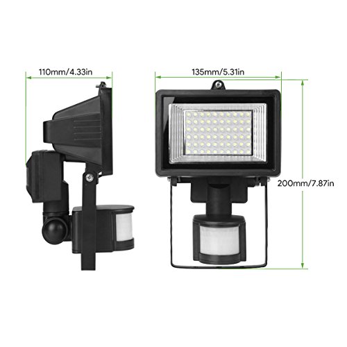 LE Solarfluter, Solarleuchte mit Bewegungsmelder 6000K Kaltweiß Solar betrieb Flutlicht IP65 wasserdicht Strahler mit Solarzelle ideal für Veranda Garten Garagenhof Aussenbeleuchtung - 6