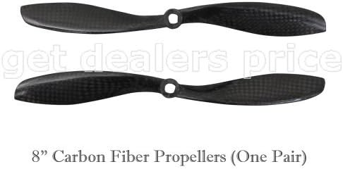 8 Multirotor Carbon Standard &amp; Reverse Propellers, One Pair with DJI Hole for Fw450/550 and DJI Phantom