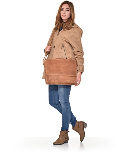 Ledertasche Vintage Leder Umh  ngetasche von URBAN FOREST Damen Herren 14 Zoll Laptoptasche Messenger Bag Aktentasche Arbeitstasche Notebooktasche DIN