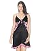 Kanika Women Satin Nighty With Bra & Panty Set-Black & Pink RS.425.00