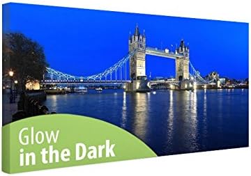 Procart Glow in the dark painting, dual view wall art on canvas, Tower Bridge 20 x 40cm