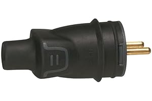 Legrand 050445 Fiche Borne à Vis IK08 IP44 à Sortie Droite, 2P+T, 16A, Noir