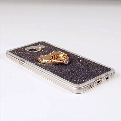 Samsung Galaxy A5(2016) A510 Hülle, MUTOUREN Samsung Galaxy A5(2016) A510 Etui Hülle Tasche Schutzhülle TPU Silikon Case Cover Bling Glitzer Schwarz Bumper mit Ring und Anti-Scratch Löschen Back Bumper für Samsung Galaxy A5(2016) A510 - 5