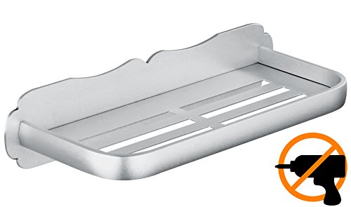 Wangel Duschregal Badregal ohne Bohren, Patentierter Kleber + Selbstklebender 3M-Kleber, Aluminium, Matte Finish
