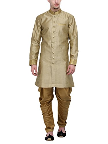 RG Designers Khaki And Gold Plain Sherwani For Men RS.3599 (64.00% Off) - Amazon