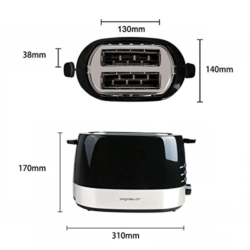 Aigostar Brotchen Black 30HIL – Toaster mit zwei Toastkammern, schwarz. 850 Watt. BPA-frei. Exklusives Design. - 7