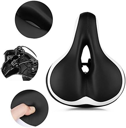 Agywell Bicycle Bike Saddle Seat Super-Soft &amp; Extra-Thick, Bicycle Pad Cushion Dual-spring Suspension Artificial Designed, Memory Foam Pad for MTB BMX Cruiser Mountain Road Bike (White)