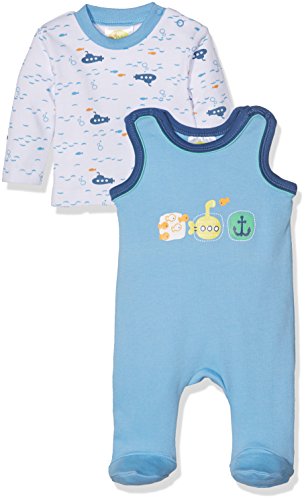 DIMO-TEX Baby-Jungen Schlafstrampler Strampler Deep Sea 2teilig mit Langarmshirt