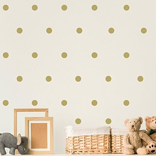 GiftsHome Gold Polka Dot Stickers Circle Wall Decals Easy Peel Vinyl Stick Removable Childs Kids Art Decor (216 Pieces, Gold)