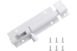 LMYTDO Door Lock Bolts Security Slide Latch Lock Barrel Bolt Strong Stainless Steel Matte for Bathroom, Bedroom, Gates, Shed, Garden - Door Latch Slide Bolts Lock with Screws(1pcs,White)