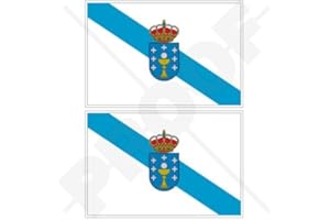 STICKERSWORLD Bandera de Galicia Gallegos España Español 3 "(75 mm) vinilo Parachoques Pegatinas, calcomanías x2