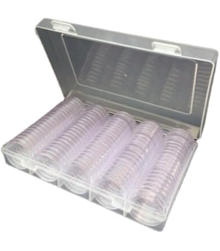 Zoegneer 20 capsule quadrate per monete con distanziatori, in schiuma di policarbonato trasparente, 4,8 x 4,8 x 0,7 cm (16/21/26/31/36 mm