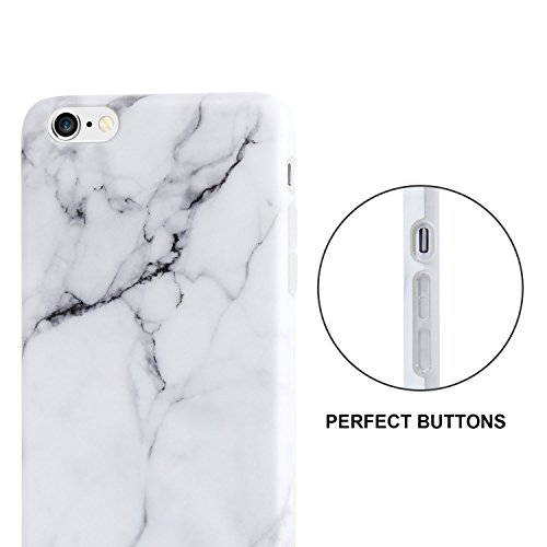 iPhone 6 Marble Case,Imikokoâ„¢ Slim-Fit Anti-Scratch Shock Proof [Stone Texture Collection] Print TPU Soft Case for iPhone 6/6S (4.7 inch) (iPhone 6/6s, White)