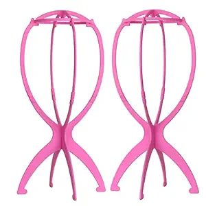 Wig Stand for Wigs, Pink Portable Wig Holder for Multiple Wigs Stand Durable Wig Stands for Women, 2 Pack