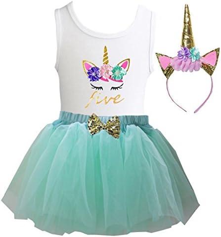 Kirei Sui Girls Mint Tulle Tutu Birthday Unicorn M Five