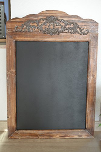 Tafel - hübsche große Wandtafel - Holztafel mit schöner Ornament-Dekoration zum Aufhängen- Höhe 70 cm x Breite 48,5 cm x Tiefe 2 cm, stabile Ausführung