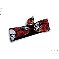 Rockabilly Haarband Totenköpfe Rosen schwarz 50er Jahre