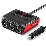 【3 Zigarettenanzünder Buchsen】 Jeder zigarettenanzünder kann eine maximale 100W Leistung bieten (Gesamtleistung von 3 Steckdosen kann nicht 100W überschreiten), genug für die gleichzeitige Verwendung einer Vielzahl von Geräten wie Kameras, GPS, Sitzheizung, Staubsauger und andere kleine Geräte in Ihrem 12V / 24V Fahrzeug