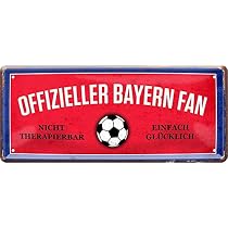 Retro Blechschild 'Hier Wohnt Ein Bayern Fan', 18x12 Cm – Witziges Geschenk Für Fußball-Fans, Geburtstag, Weihnachten