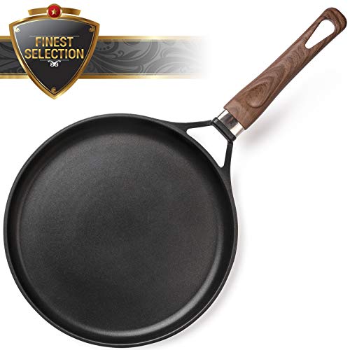 ROSMARINO Crepiere pour Induction 25 cm - avec Prime Revêtement Antiadhésif et Fonte d'Aluminium de Première Qualité - eBook Gratuit avec de Délicieuses Recettes de Crêpes Incluses