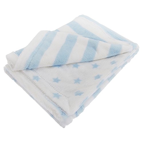 Baby Boys/Girls Dual Patterned Supersoft Fleece Blanket (One Size) (Blue/White)