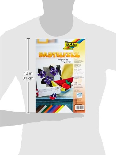 Folia 520409 – Bastelfilz 20 x 30 cm, 150 g, 10 Bogen farbig sortiert - 8