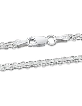 Amberta 925 Sterlingsilber Halskette - Bismarck Kette - 2.2 mm Breite - Verschiedene Längen: 40 45 50 55 60 cm