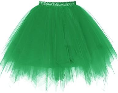 RuiyuhongE Women's 1950s Vintage Short Petticoat Ballet Bubble Tutu Skirt Retro Dress (Small/Medium, Green)