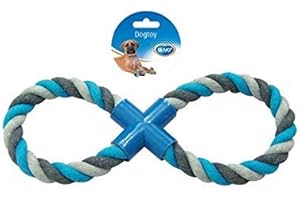 Duvo+ duvoplus, Corde en Cotton 8-Poignee 33cm Gris/Bleu, Jouet, Gris/Bleu, Chien