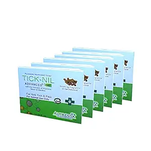 Dog Naturalis Ayurvedic Medicated Advanced Dog Soap with The Richess of Alovera Neem & Menthol for Anti Tick & Flea 75 GMS (Soothing Fragrance of Sandawood, Pack of 6)