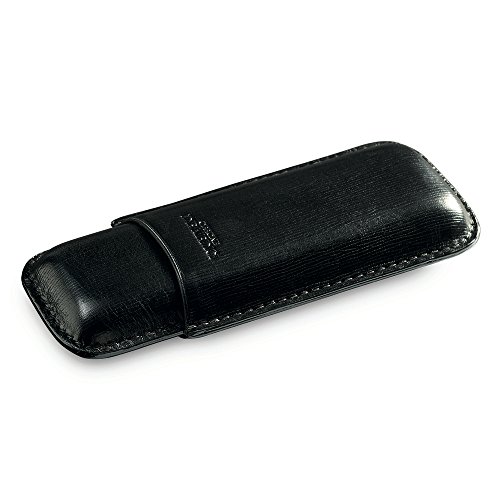 Officine de Medici DE00104 Estuche para 2 Cigarrillos, de Cuero Italiano, Color Negro, 18 cm