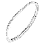 Onefeart Weißes Gold überzogen Armreif Für Damen Armband Für Mädchen Runden Zirkonia Einzelne Reihe Zircon Design Twist Wristband 17CM Weißes Gold