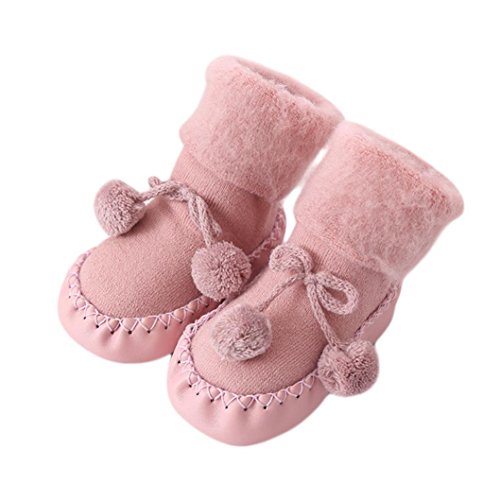 Yukong Slipper Shoes Socks Baby Boy Girls Floor Socks Anti-Slip Kids Step Socks Boots (Age: 6-12 M, Pink)