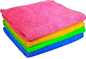 Sheen Microfiber Vehicle washing Cloth || Vehicle washing cloth || GSM 270 || Size 30X40 || Microfiber Cleaning Cloth (4,Multi-Colored)