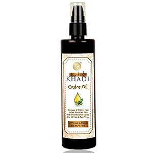Herbal Khadi Natural Cold Pressed Castor Oil for Hair Growth and Skin Care, Eyebrow Eyelash & Nails care 200 ml (Pack of 1)
