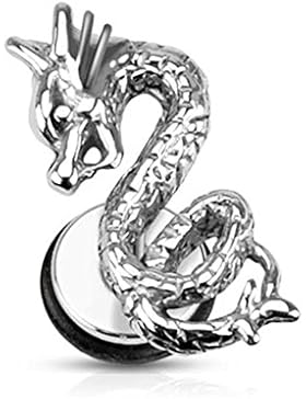 Paula & Fritz® Fake Plug aus Edelstahl Chirurgenstahl 316L Drachen mit Schraub...