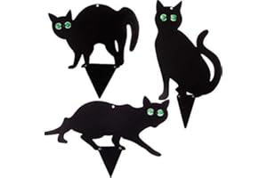 PEST GUARD Pack of 3 Black Powder Coated Metal Cat (Bird, Animal,Fox Humane Pest Control) Scarers