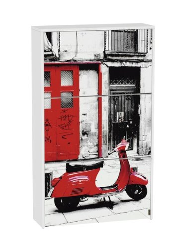 MD1 Suarez - Zapatero 3 baldas vespa, medidas 75 x 24 x 127 cm, color blanco