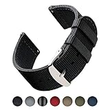 Archer Watch Straps Nylon Uhrenarmband mit Schnellverschluss - Schwarz, 20mm